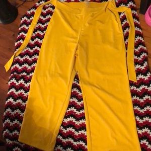 Dress yellow pants high waisted